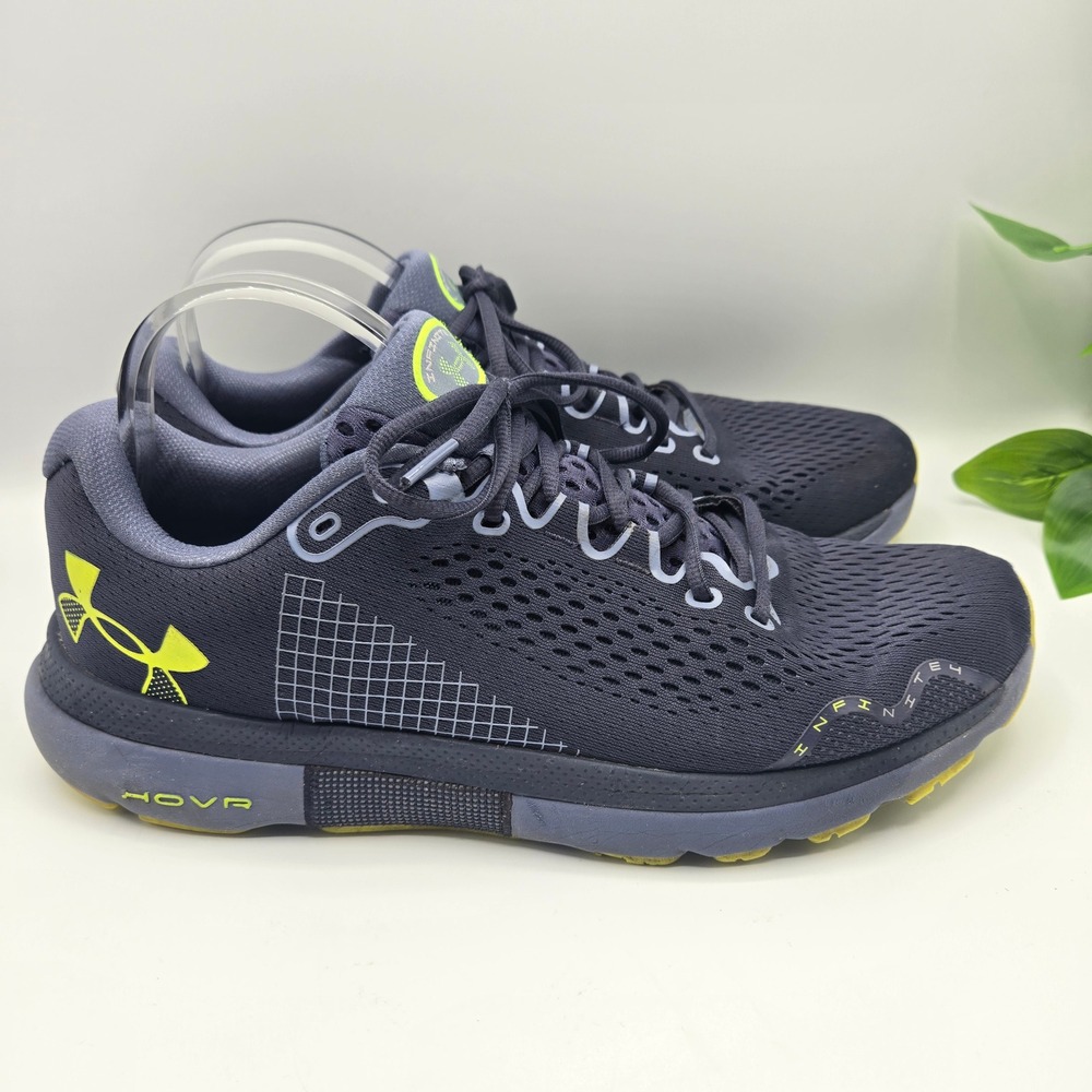 Under Armour HOVR Infinite 4 Gray Yellow Running Shoes 3024897-500 MENS 13